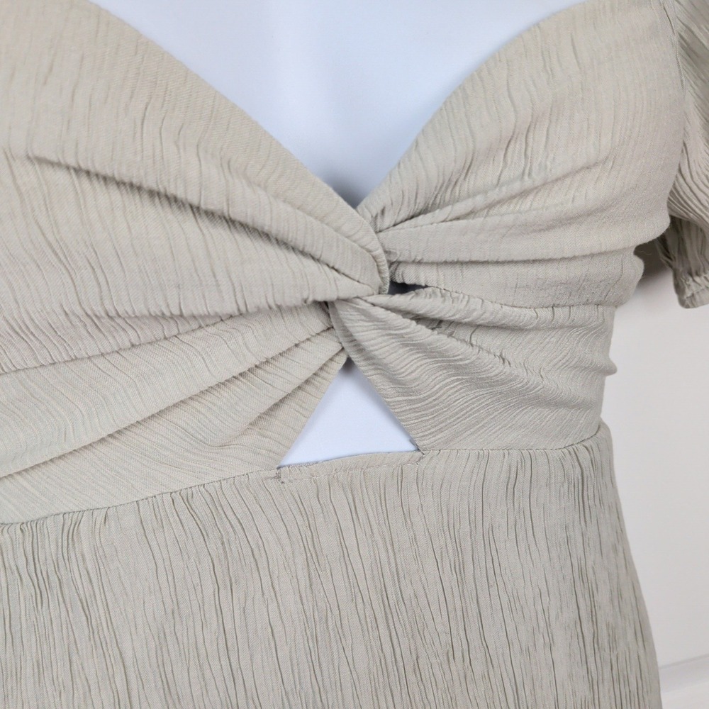 Cutout Crinkle Puff Sleeve Mini‎ Dress Size Small Gray - Picture 3 of 9